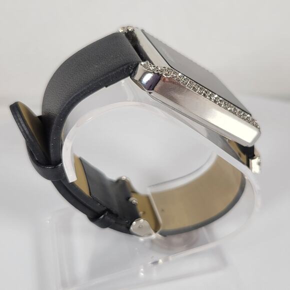 Kensie Women's Digital Watch with Crystals, Square Face, Black Leather Strap - Picture 15 of 16